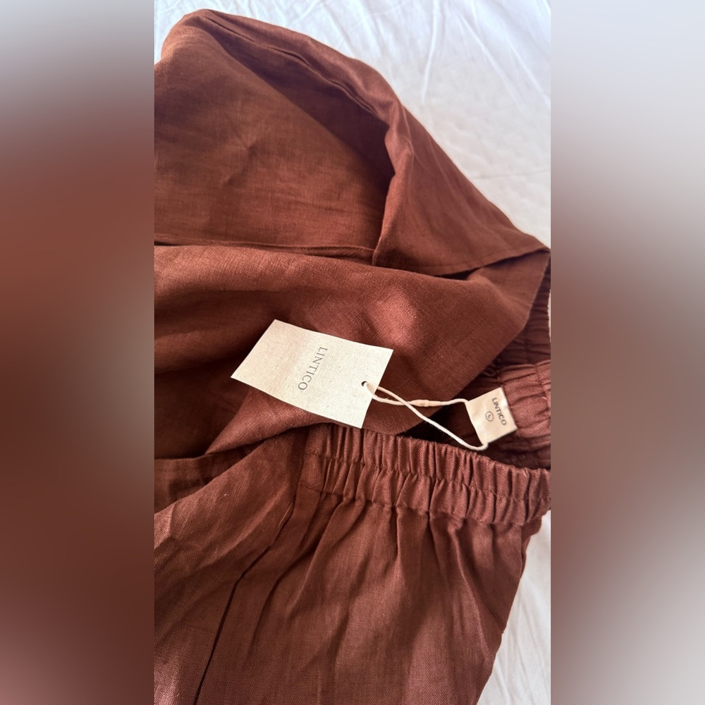 NEW 100 percent linen Brown Tie-Waist Maxi Skirt - Women - Picture 8 of 8
